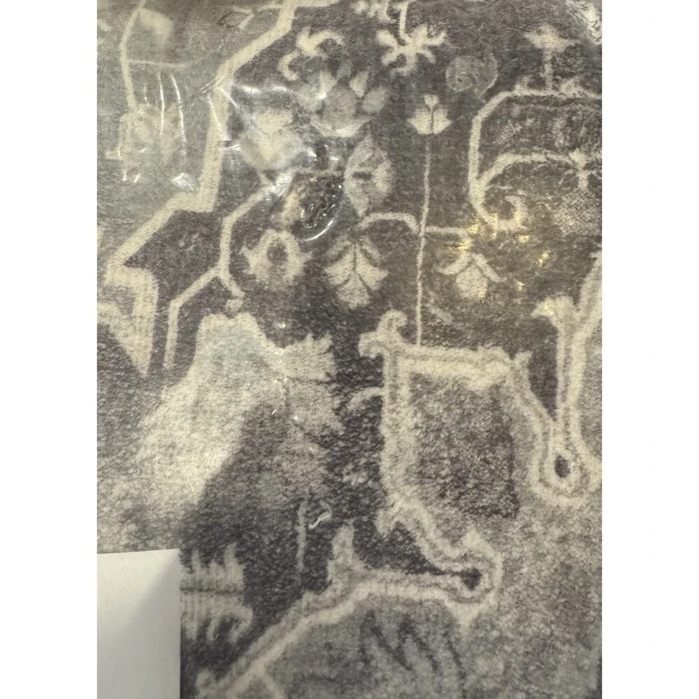 New EverGrace Medallion Gray Print 10 Foot Runner Washable Rug 2 x 10